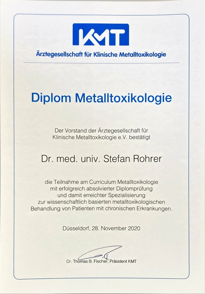 Zertifikat Schwermetallausleitung